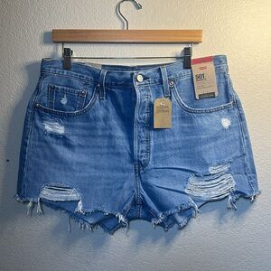 NWT Levi’s - 501® HIGH RISE Denim Cutoffs Shorts 33 Distressed Summer